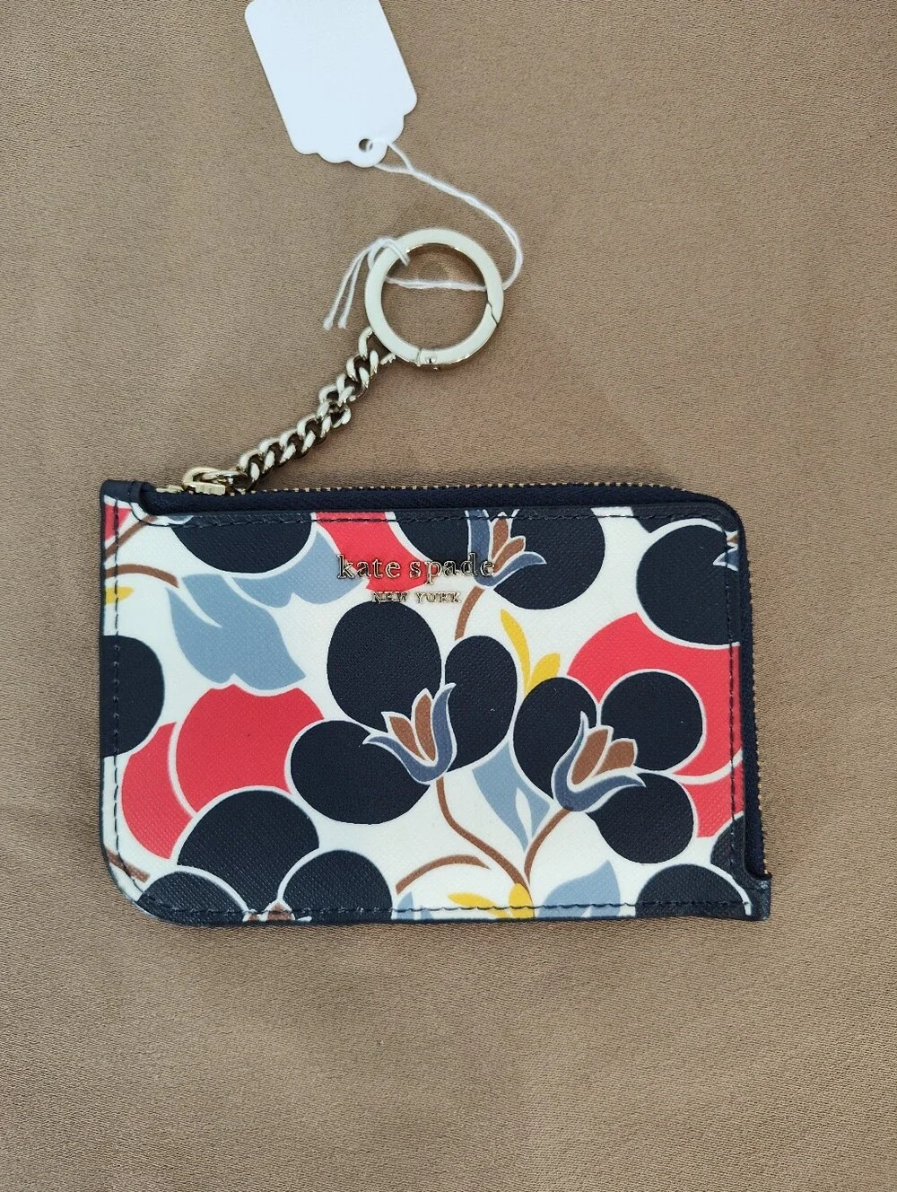 kate spade Cameron Breezy Medium Floral Zip Card Holder - Navy, Pink, White